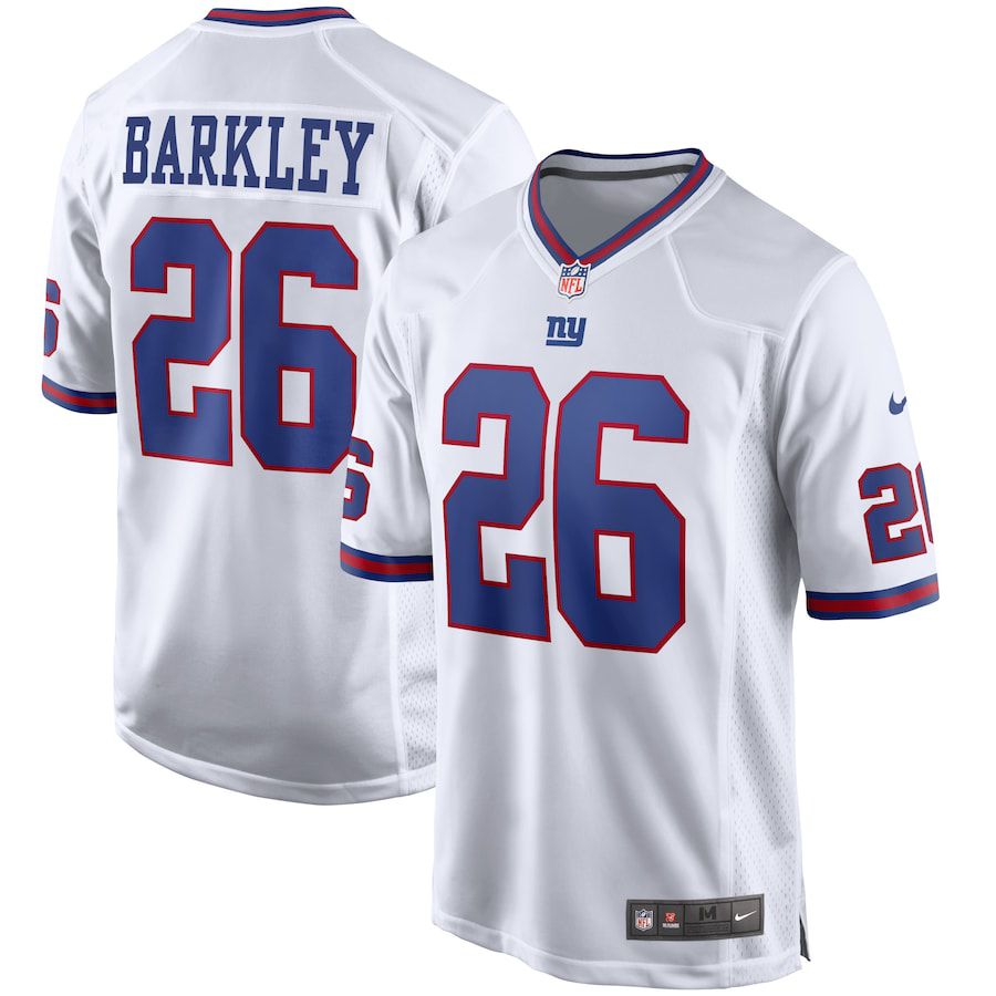 Men New York Giants 26 Saquon Barkley Nike White Alternate Game NFL Jersey